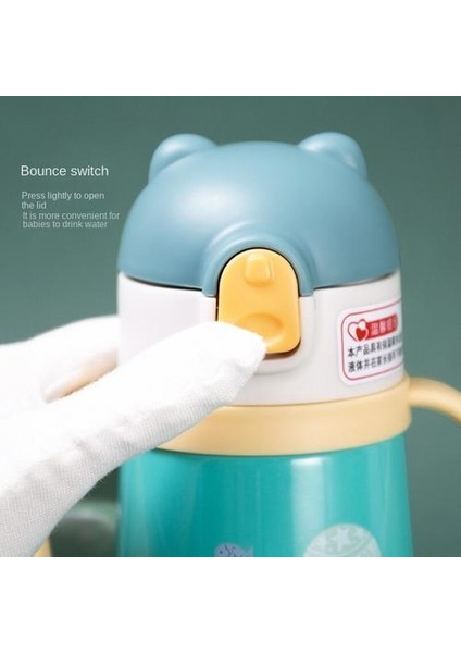 316 Paslanmaz Çelik Termos Kupası, Taşınabilir Saman Çocuk Termos Kupası, Saplı Yaratıcı Ayı Su Kupası fırsatları