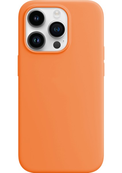 iPhone 14 Pro Max Rubber Fit Kılıf Light Orange