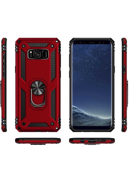 Galaxy S8 Plus Kılıf Zore Vega Yüzüklü Standlı Zırh Kılıf