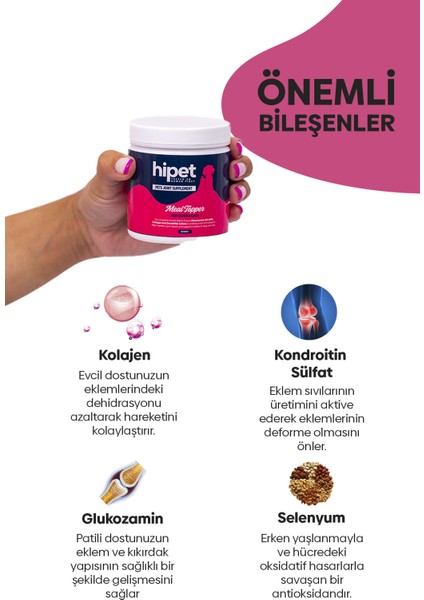 Hipet Glukozamin Kedi Eklem, Kalça, Iskelet Destekleyici 100 Gr.