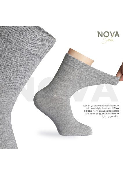 Nova Socks Kadın 4'lü Bambu Lastiksiz Sıkmayan Extra Rahat Şeker Çorabı / Çorap