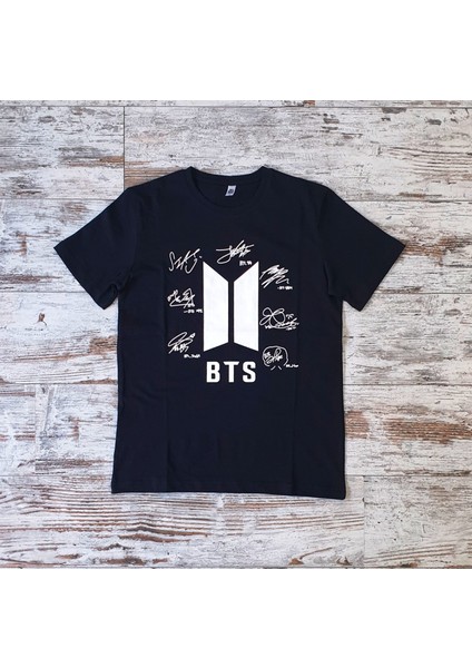 Unisex Siyah Bts Imza T- Shirt Bts Kolye Bts Şapka 3'lü Kombin fiyatları