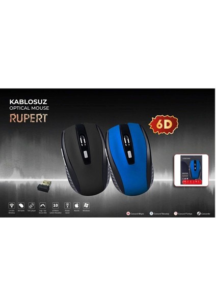 Wireless 1600 Dpı Kablosuz Optik Mouse 6d