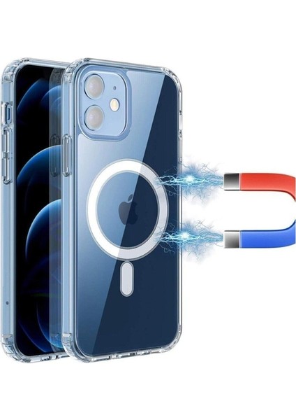 Apple iPhone 13 Pro Uyumlu Kılıf Magsafe Wireles Şarj Özellikli Şeffaf Kılıf