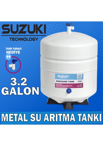 SUZUKI Technology Suzukı Technology, 12 Litre 3.2 Galon Metal Su Arıtma Tankı