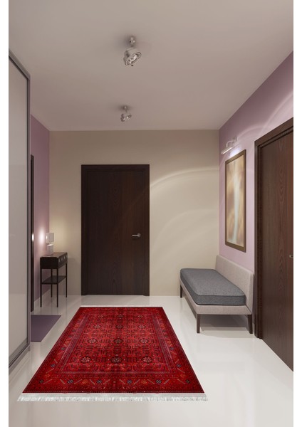 Homier Collection Kısa Saçaklı Westa Serisi Yıkanabilir Kaymaz Taban Antibakteriyel Kilim OT-4066A