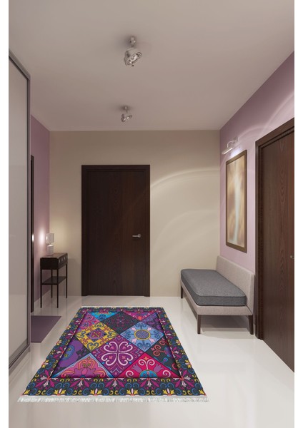 Homier Collection Kısa Saçaklı Westa Serisi Yıkanabilir Kaymaz Taban Antibakteriyel Kilim PW-8088A