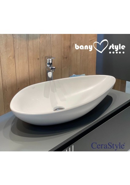 Seramik Cerastyle Olive 74 cm Tezgah Üstü Çanak Lavabo