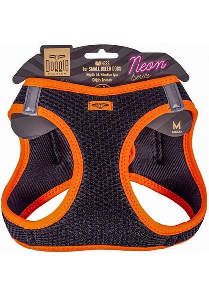 Havalı Dokuma Neon Serisi Küçük Irk Göğüs Tasması M Beden Turuncu 38-44 cm