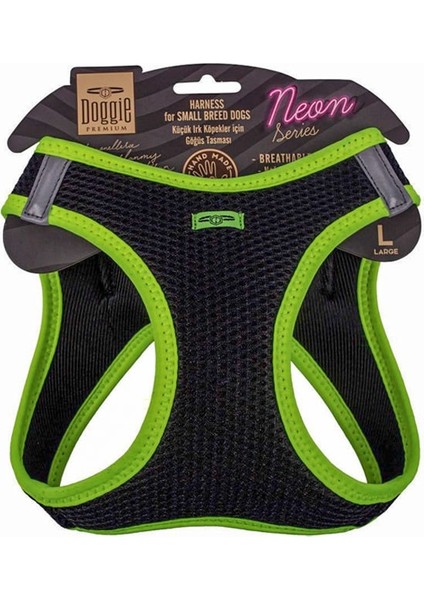 Havalı Dokuma Neon Serisi Küçük Irk Göğüs Tasması L Beden Sarı 42-48 cm
