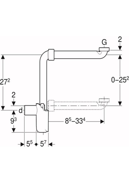 151.116.11.1 Lavabo Sifonu Yer Tasarrufu 1/4 D32