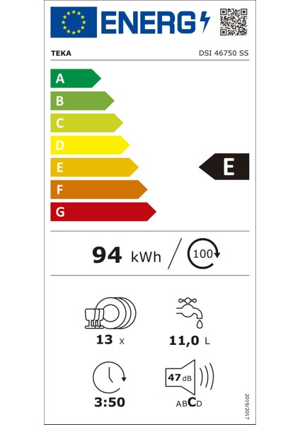 - Dsı 46750 Ss - Yarı Ankastre Dijital Ekranlı Bulaşık Makinesi - 7 Programlı 13 Kişilik - 60 cm - 114270011