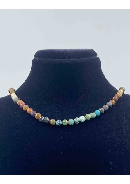 Turkuaz Doğal Taş Kolye Faset Kesim 4 mm