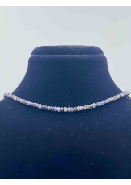 Iyolit Doğal Taş Kolye Faset Kesim 2*3 mm