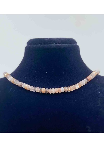 Ay Taşı Doğal Taş Kolye Faset Kesim 3*5 mm
