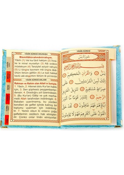 10 Adet - Ekonomik Kadife Kaplı Yasin Kitabı - Çanta Boy - Isim Baskılı Plaka - Mavi - Mevlid Hediyeliği indirimleri