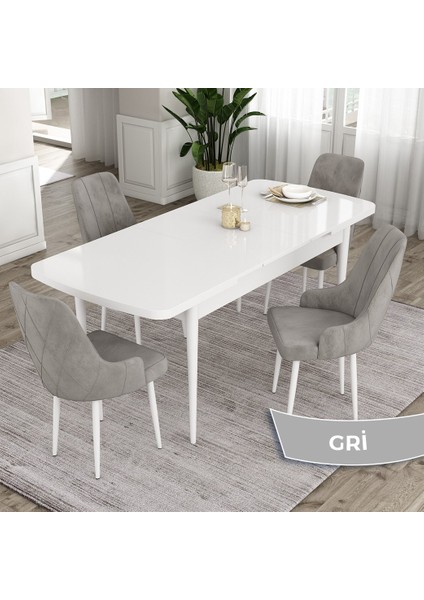 Concept Eta Serisi 80 x 132 cm Açılabilir Mdf Mutfak Masa Takımı Beyaz Masa 4 Sandalye fiyatları