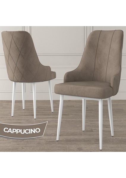Concept Eta Serisi 80 x 132 cm Açılabilir Mdf Mutfak Masa Takımı Beyaz Mermer Desen Masa 4 Sandalye
