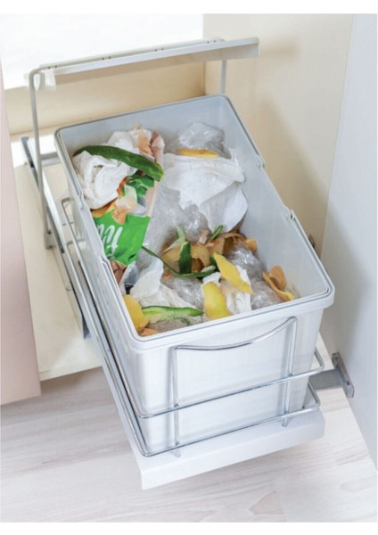 Teleskopik Raylı Plastik Gövde Çöp Kovası 25 Lt