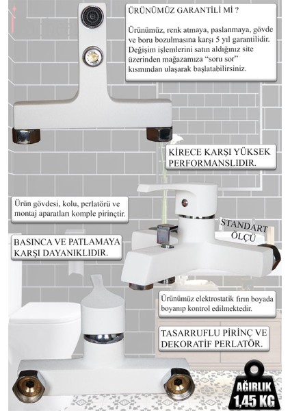 Irmak Beyaz Banyo, Lavabo, Mutfak Bataryaları Musluk Armatür Robot Duş Aksesuar Lavabo Duş Takımı fırsatları