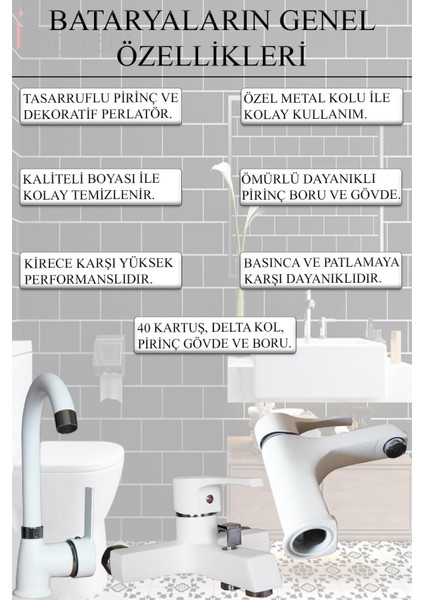 Irmak Beyaz Banyo, Lavabo, Mutfak Bataryaları Musluk Armatür Robot Duş Aksesuar Lavabo Duş Takımı