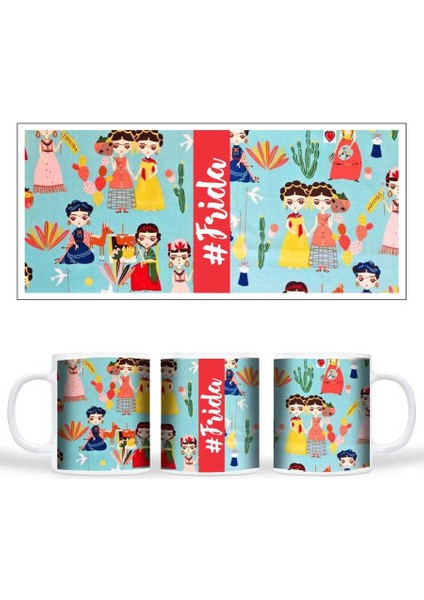 Frida Kahlo Kupa Bardak Renkli Tasarım
