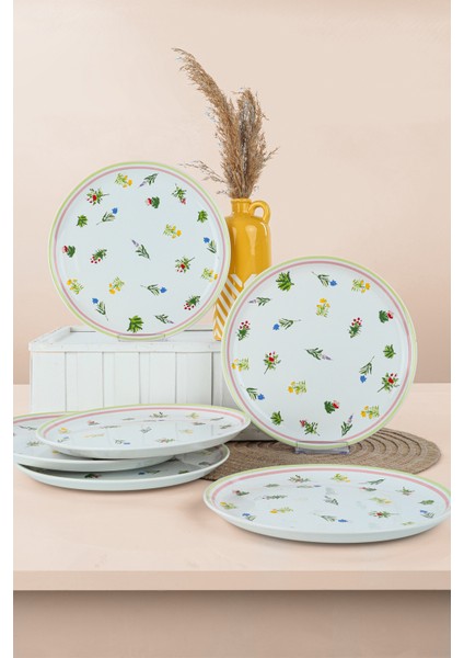 Bahar Çiçekleri Servis Tabağı 25 Cm 6 Adet