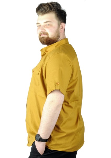 Büyük Beden Gömlek Kkol Çift Cep Kapaklı 20361 Kahve fiyatları