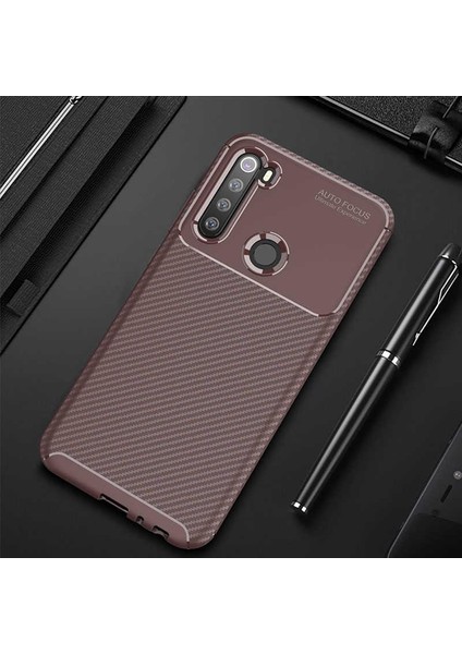 Xiaomi Redmi Note 8 Kılıf Zore Antişok Karbon Silikon Kapak + Cam