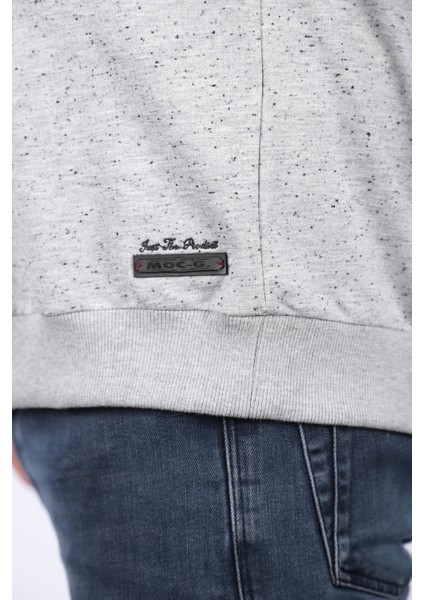 Büyük Beden Sweatshirt Bisiklet Yaka Deri Arma 22703-GRI fiyatları