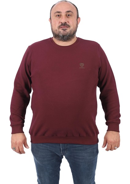 Büyük Beden Sweatshirt Gipeli Casual 22712-BORDO