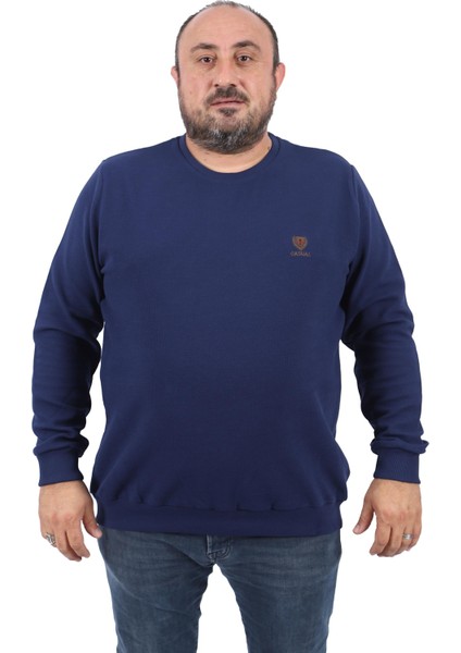Büyük Beden Sweatshirt Gipeli Casual 22712-INDIGO