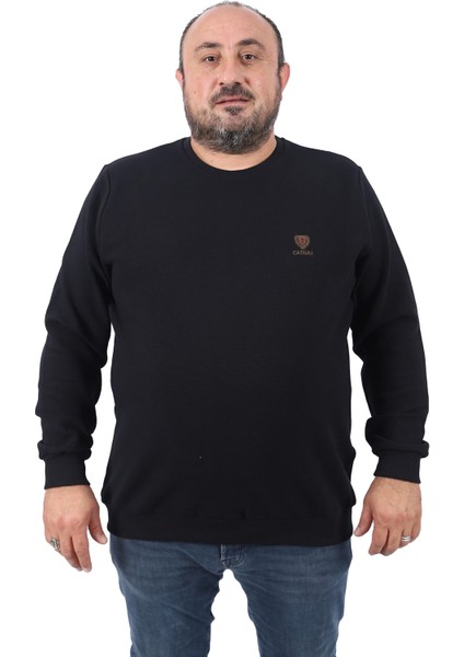 Büyük Beden Sweatshirt Gipeli Casual 22712-SIYAH