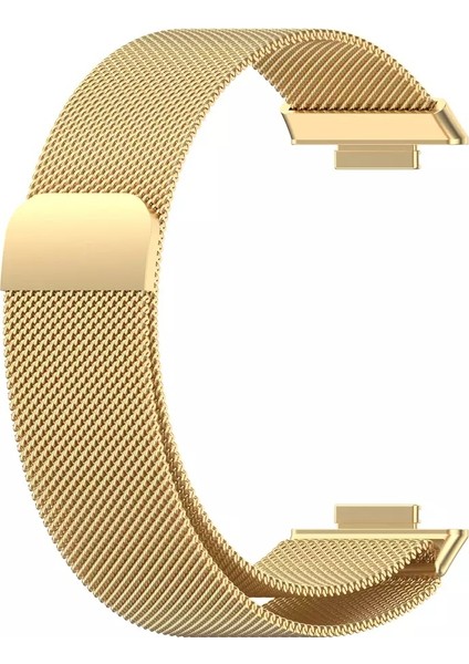 Huawei Watch Fit 2 Uyumlu Hasır Metal Örgü Işlemeli Mıknatıslı Kordon Kayış