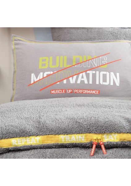 Bedding Coverme Motivation Tek Kişilik Battaniye Nevresim Takımı - Gri