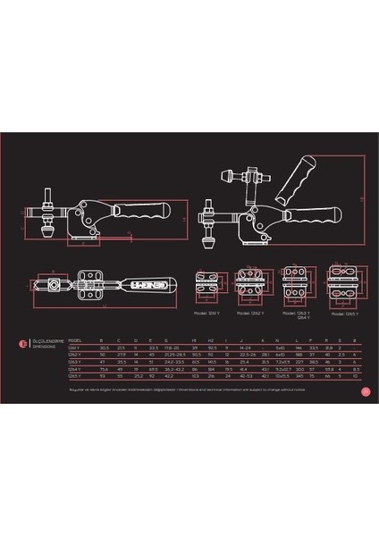 Yatay Pozisyon Yatay Taban Klemp - 1262 Y - Mengene (Toggle Clamp) modelleri