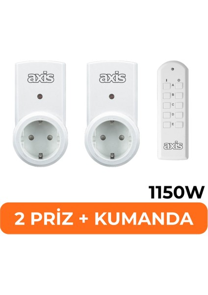 2'Li Uzaktan Kumandalı Priz Set 1150 W Outlet