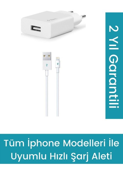 Apple iPhone Smart Charger 2.1A Seyahat Şarj Aleti Lightning Kablo, Apple iPhone Şarj Cihazı ve Kablosu