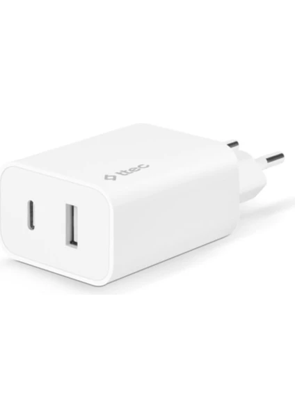 Smartcharger Duo Usb-C+Usb-A Seyahat Şarj Aleti 2.4A Beyaz 2 Yıl Garantili