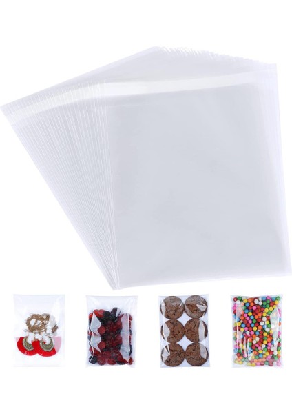 1000 Adet 8X15 Kendinden Yapışkanlı Açılıp Kapanabilir Şeker Kurabiye Şeffaf Plastik Poşet Torba