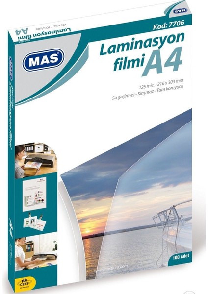 Laminasyon Filmi A4 125MIC 100'LÜ