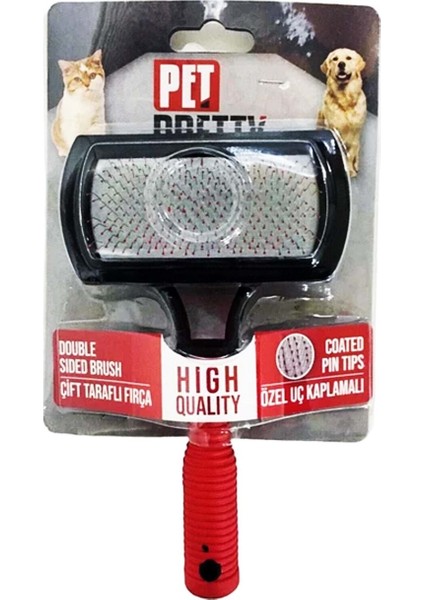 Çift Taraflı Lüx Kedi Köpek Fırça Tarak 5,5x9 cm - 17 cm