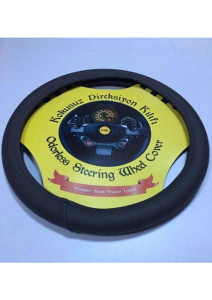 Geçmeli Direksiyon Kılıfı Deri Düz Siyah