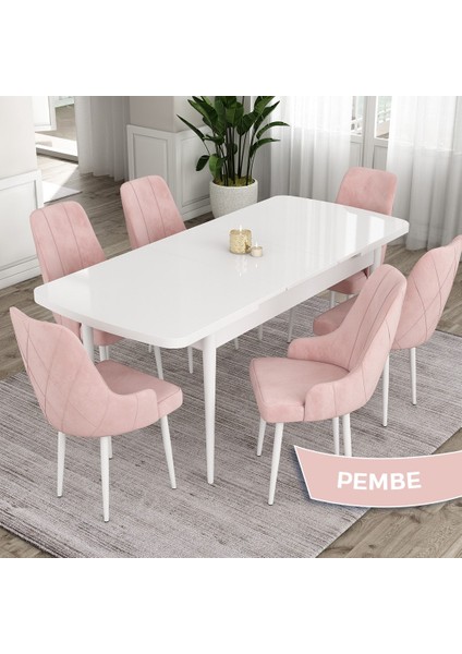 Concept Eta Serisi 80 x 132 cm Açılabilir Mdf Mutfak Masa Takımı Beyaz Masa 6 Sandalye fiyatları