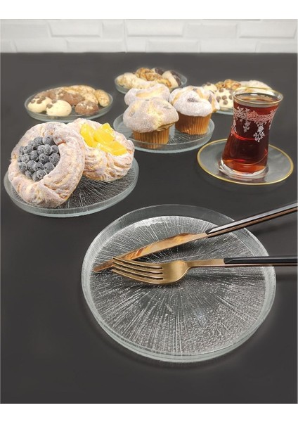 Rexy 6'lı Cam Pasta Tabağı 16 cm - AKC523