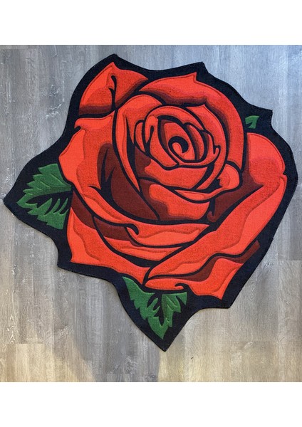 Mira 864 Gül Şeklinde Siyah Kırmızı Modern Halı modelleri