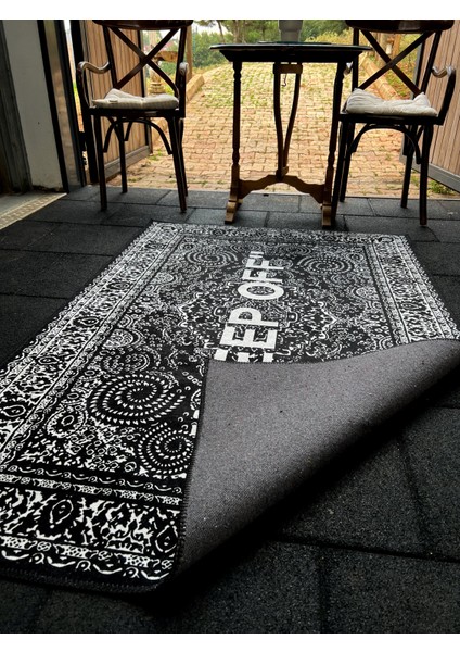 Mira Siyah Keep Off Yazılı Klasik ve Modern Halı 883 modelleri