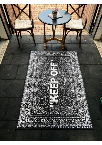 Mira Siyah Keep Off Yazılı Klasik ve Modern Halı 883 fırsatları