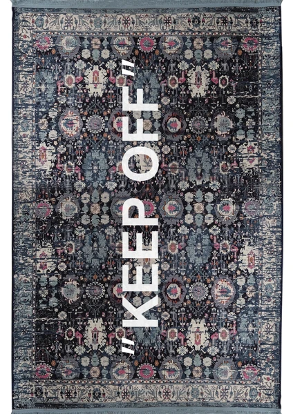 Rugs Modern Keep Off Mira 2105 Vintage Lacivert Desenli Dokuma Taban Halı