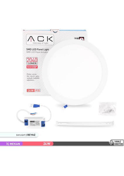 24 W 6500K Beyaz Sıva Üstü Yuvarlak LED Panel Armatür AP03-02430